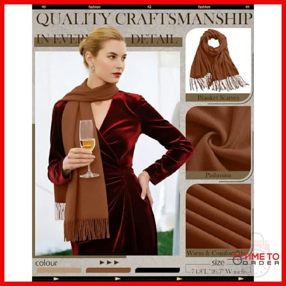 3 Pack Winter Scarves Soft Pashmina Shawl Wraps 75